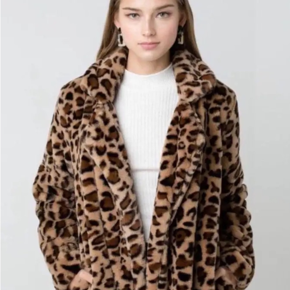 Leopard Print Faux Fur Jacket